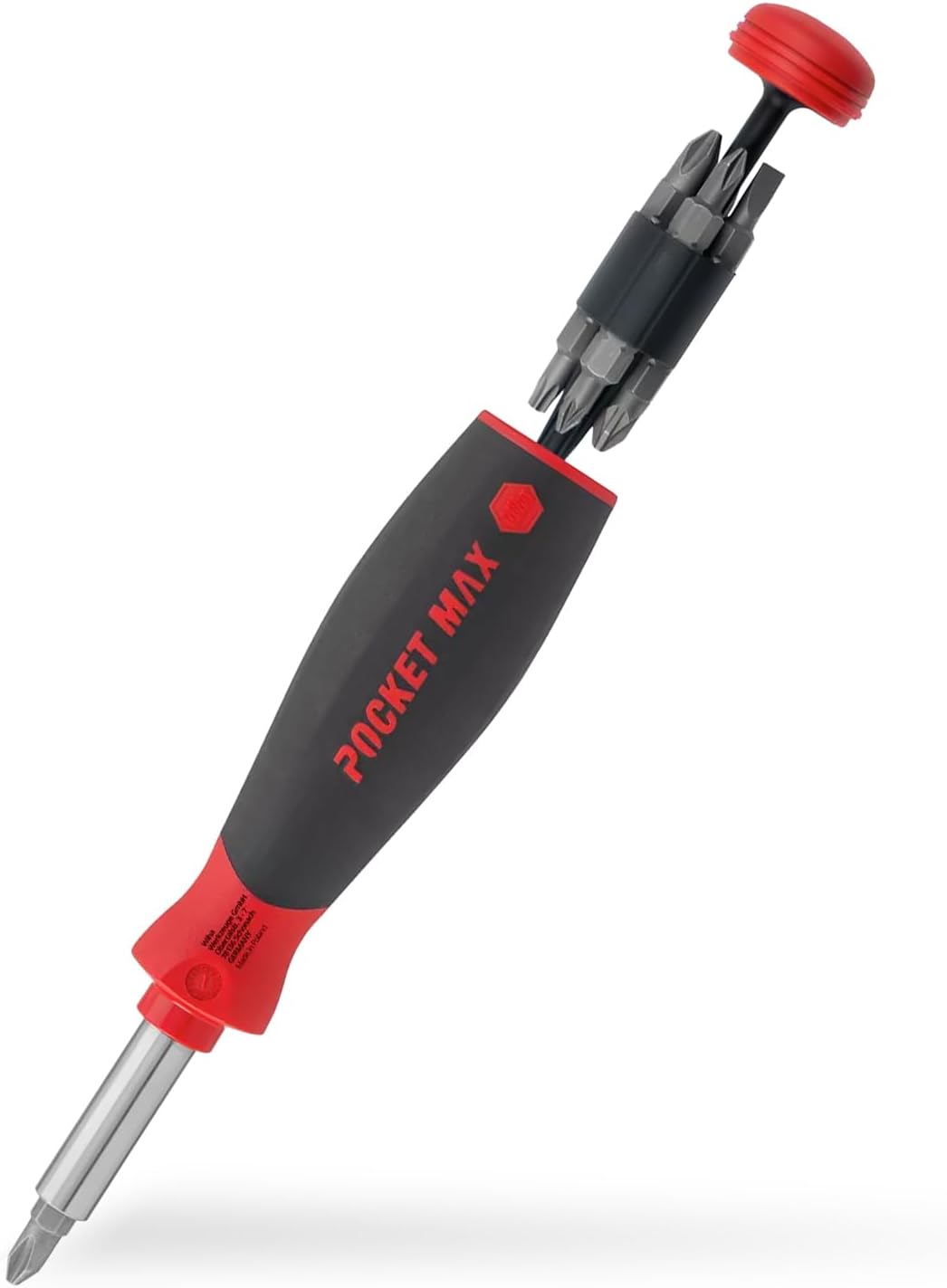 Wiha Schraubendreher Set PocketMax magnetic 8-tlg. mit verstaubaren Bit Set (45292) I magnetischer Schraubenzieher Satz 1/4" mit Bit Magazin I Schlitz/Phillips/Pozidriv/TORX