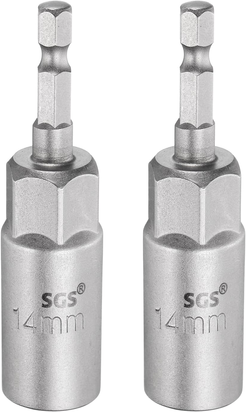 QUARKZMAN 2 Stück Nuss-Aufsatz 14mm CR-V Stahl Bolzen-Einsätze-Aufsätze