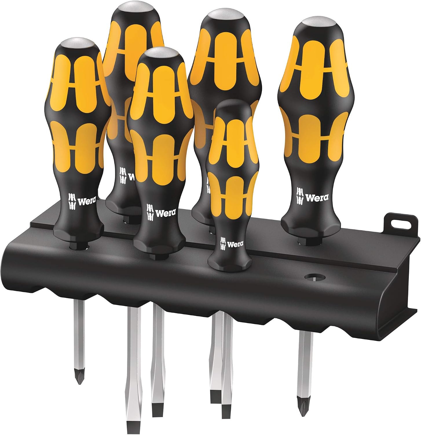 Wera Schraubendrehersatz 932/6 Kraftform Plus: Der Schraubmeißel + Rack, 6-teilig, 05018282001, Hex