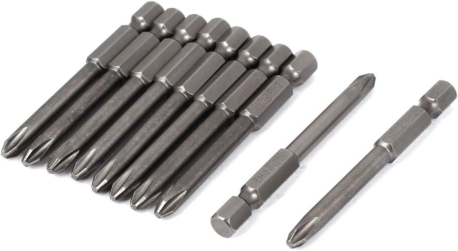 sourcing map 10 Stück 1/4"Sechskantschaft 65mm lang 5mm Tip PH2 Kreuzschraubendreher Bits de