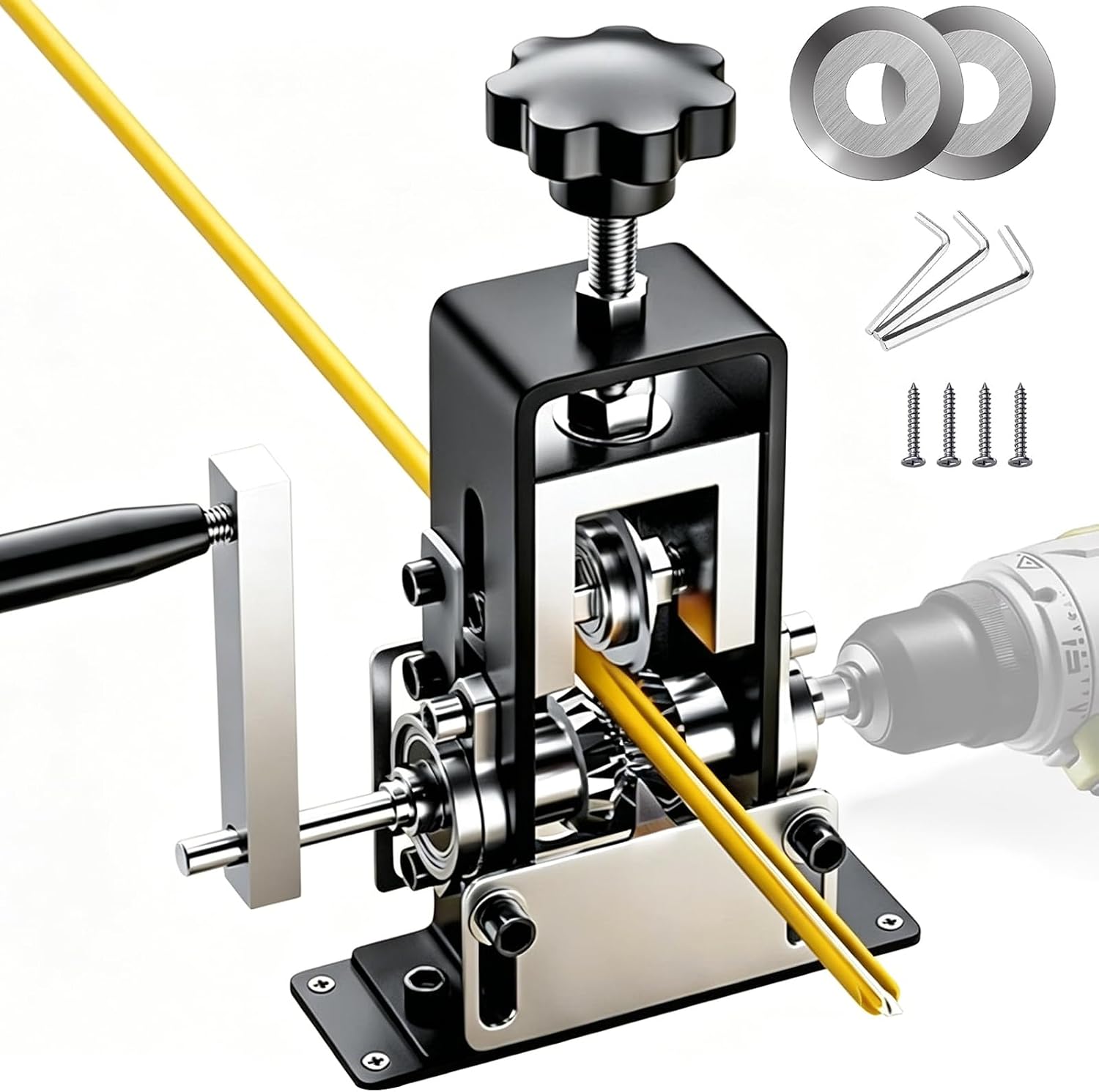 Elektrisch & Manuelle Kabelschälmaschine mit 2 Klingen, 1-21 mm Automatische Kabel Abisolierwerkzeug, 3 Kanal Kabelabisoliermaschine,Audiodatenleitungen Kabelbäume Recycling Demontage Kabelabisolierer