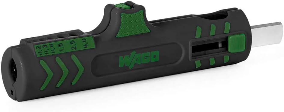 WAGO Universal-Entmanteler 206-1442 | Für Ø von 8 mm bis 13 mm, ergonomische, rutschfeste Griffzonen, für Einzeladern von 0,2 bis 4 mm² geeignet, mit Schiebeklinge, sichere Verriegelungstechnik