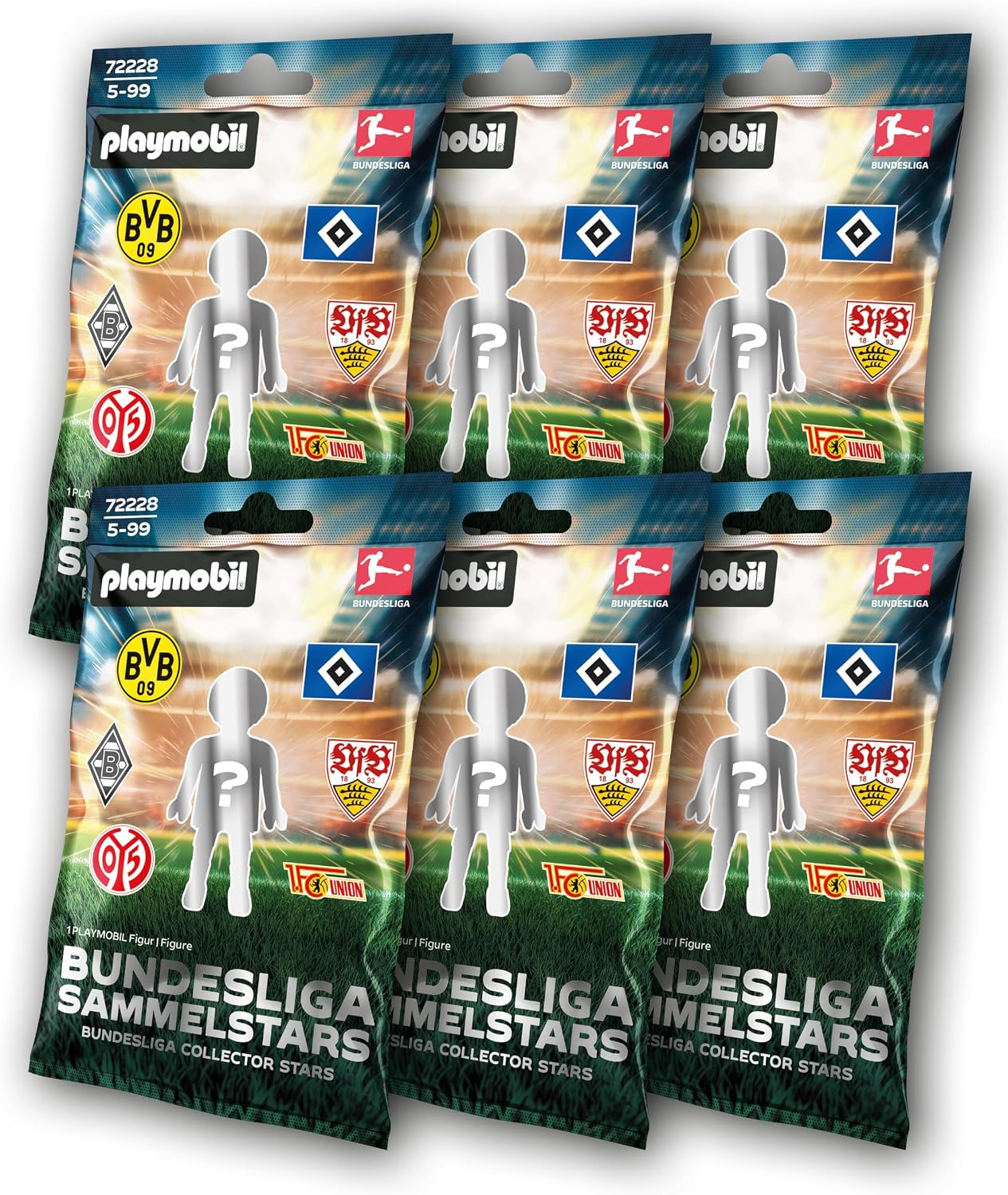 PLAYMOBIL | Bundesliga | Sammelstars 6er Figurenset Blind Packs | Set 2 von 3 | für Fußballfans und Sammler | 210496