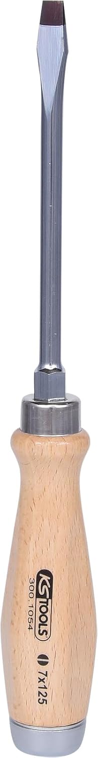KS Tools ERGOTORQUE WOODmax Schlag-Schlitz-Schraubendreher, 7,0mm, auf Hänger