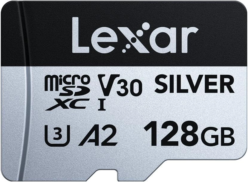 Lexar Silver Micro SD Karte 128GB, Bis zu 200 MB/s Lesegeschwindigkeit