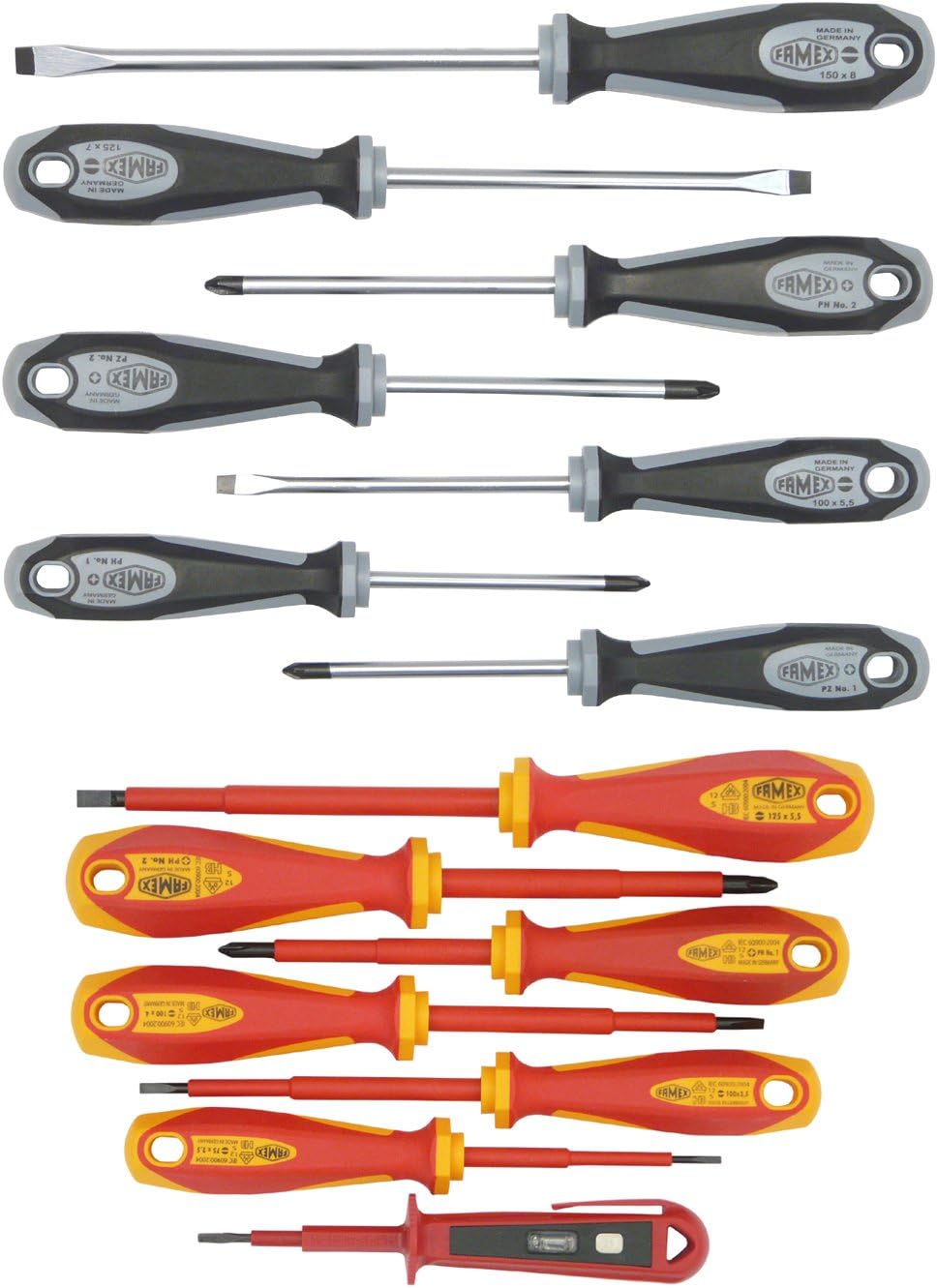 Famex Werkzeug 7747-14 Sparset Schraubendreher für Werkstatt und Elektrik, 14-teilig