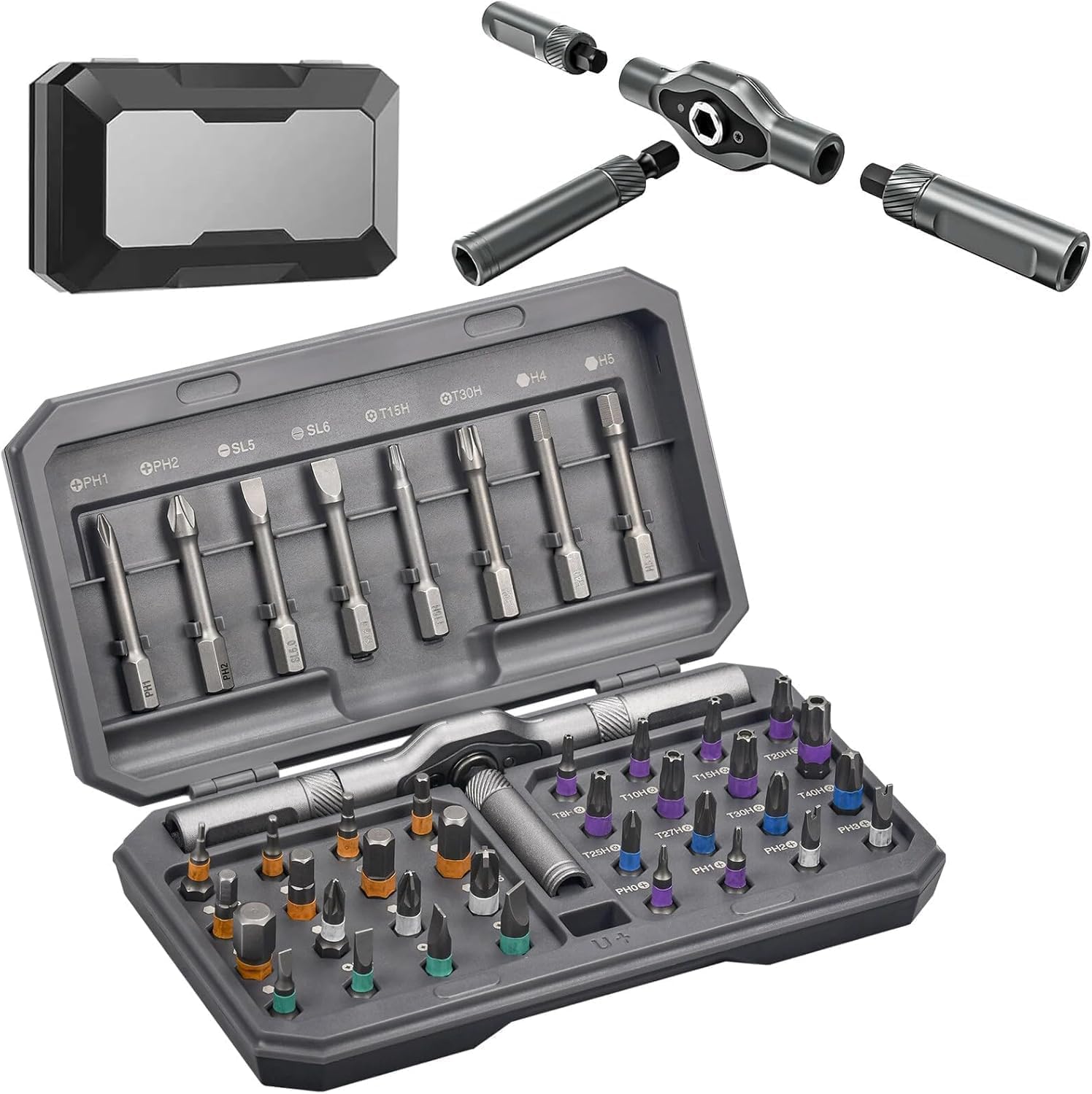 42-in-1 Magnetisches Schraubendreher Set - Mini Ratschenschraubendreher mit S2 Stahl Bits, Magnet Bit Set Abnehmbar Ratschengriff, Präzisions Reparatur Werkzeug für Computer Brillen Fahrrad Uhren