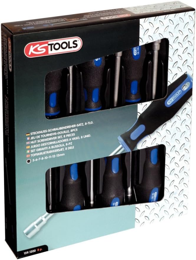 KS Tools 159.1200 ERGOTORQUEplus Stecknuss-Schraubendreher-Satz, 8-tlg.