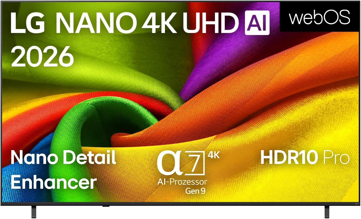LG 85NU8E0B3LA Nano 4K UHD TV, 85 Zoll, α7 Gen9 4K AI Prozessor, webOS 26, 60Hz, VRR bis zu 60Hz, Modelljahr 2026, Energieklasse E