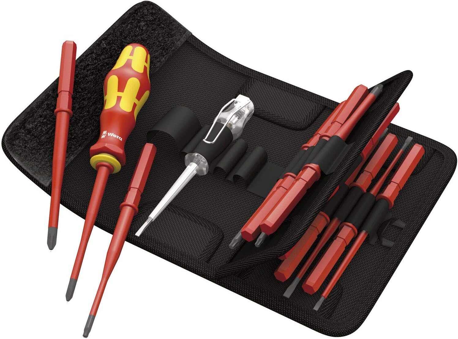 Wera 05003484001 Kraftform Kompakt VDE 16 extra slim 1, Isolierter Schraubendreher Wechselklingen Satz, 16-teilig
