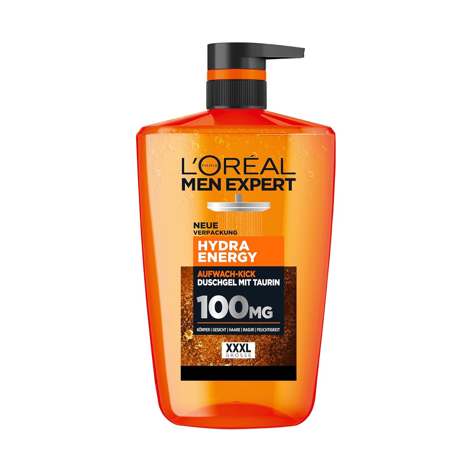 L'Oréal Men Expert XXXL Duschgel und Shampoo für Männer, Duschbad zur Reinigung von Körper, Haar und Gesicht, Herren Körperpflege für langanhaltende Frische mit Taurin, Hydra Energy, 1 x 1000 ml