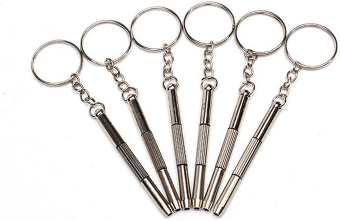 Multifunktions-Schraubendreher mit Schlüsselanhänger, 3-in-1, Flach, Kreuz und Sechskant, 60mm, für Brillen, Uhren und Elektronikgeräte (35)