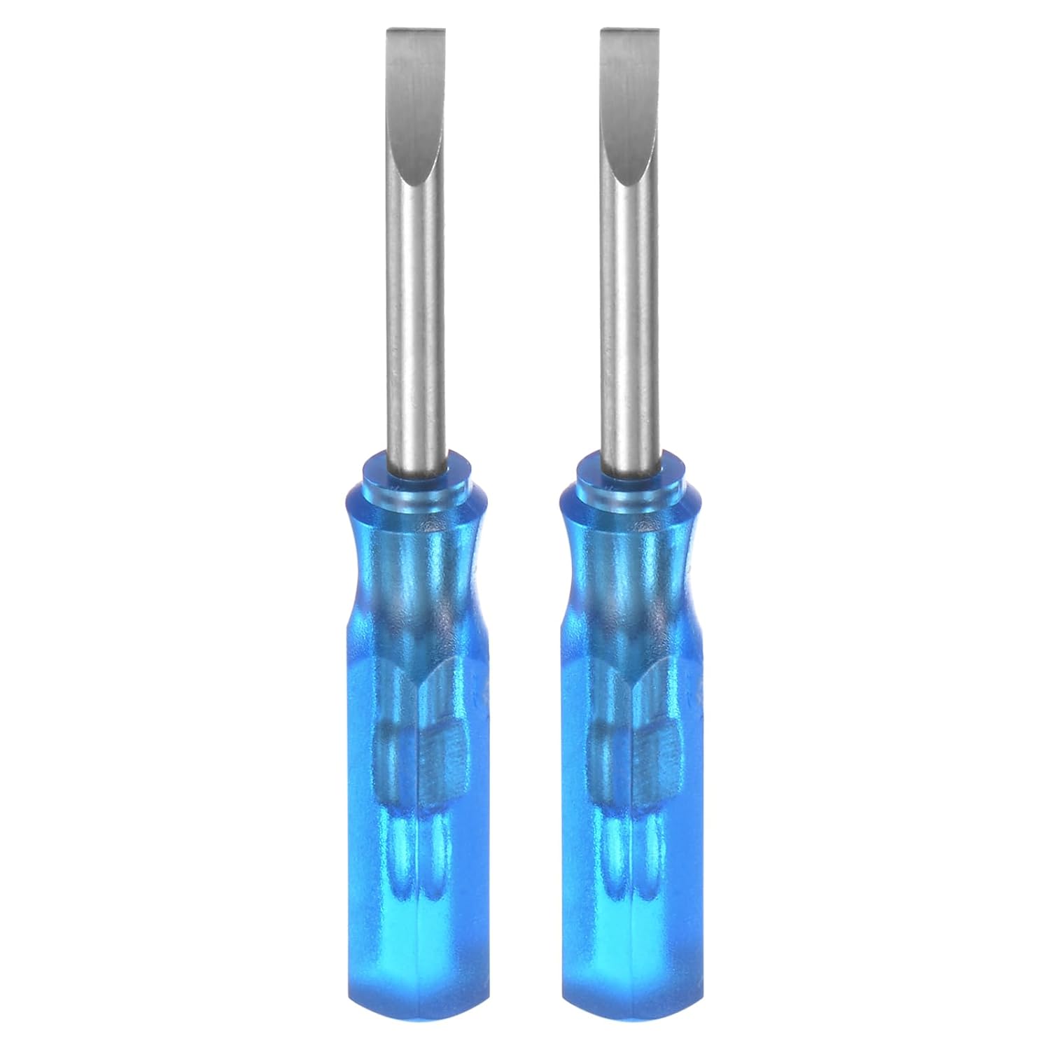 QUARKZMAN 4 Stück SL2.5 Mini Schlitzschraubendreher Set Kleine Schraubenzieher Set 2.5mm Magnetisch Schlitzkopf 45mm Länge Feinmechaniker Schraubendreher Set für Reparatur Werkzeug Set, Blau