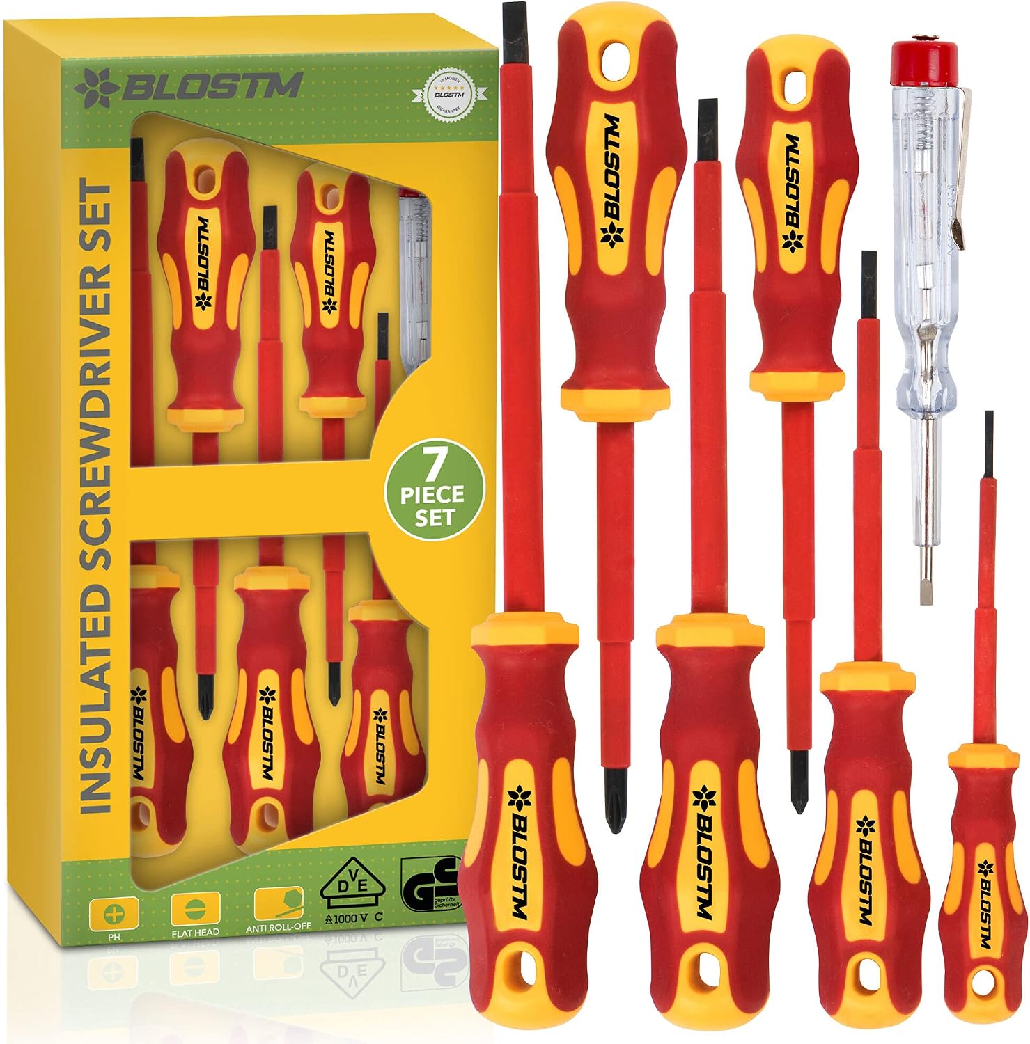 BLOSTM VDE Schraubendreher Set Elektriker - 7-teilig
