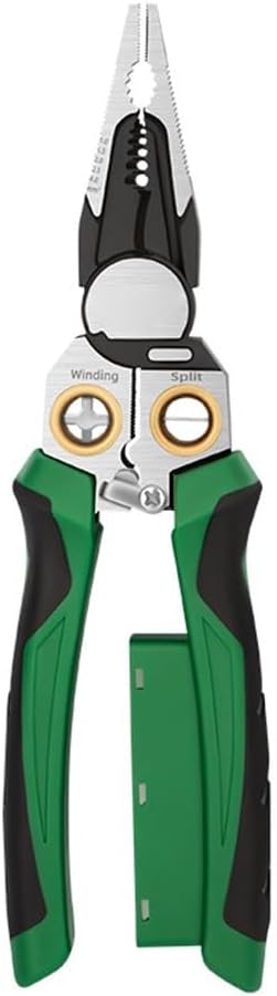 8-in-1 Elektrische Abisolierzange mit integriertem Spannungsprüfer, robuste Hartstahlschneidezange zum Schneiden von Crimp- und Abisolierzangen mit ergonomischem Komfortgriff für Elektriker und