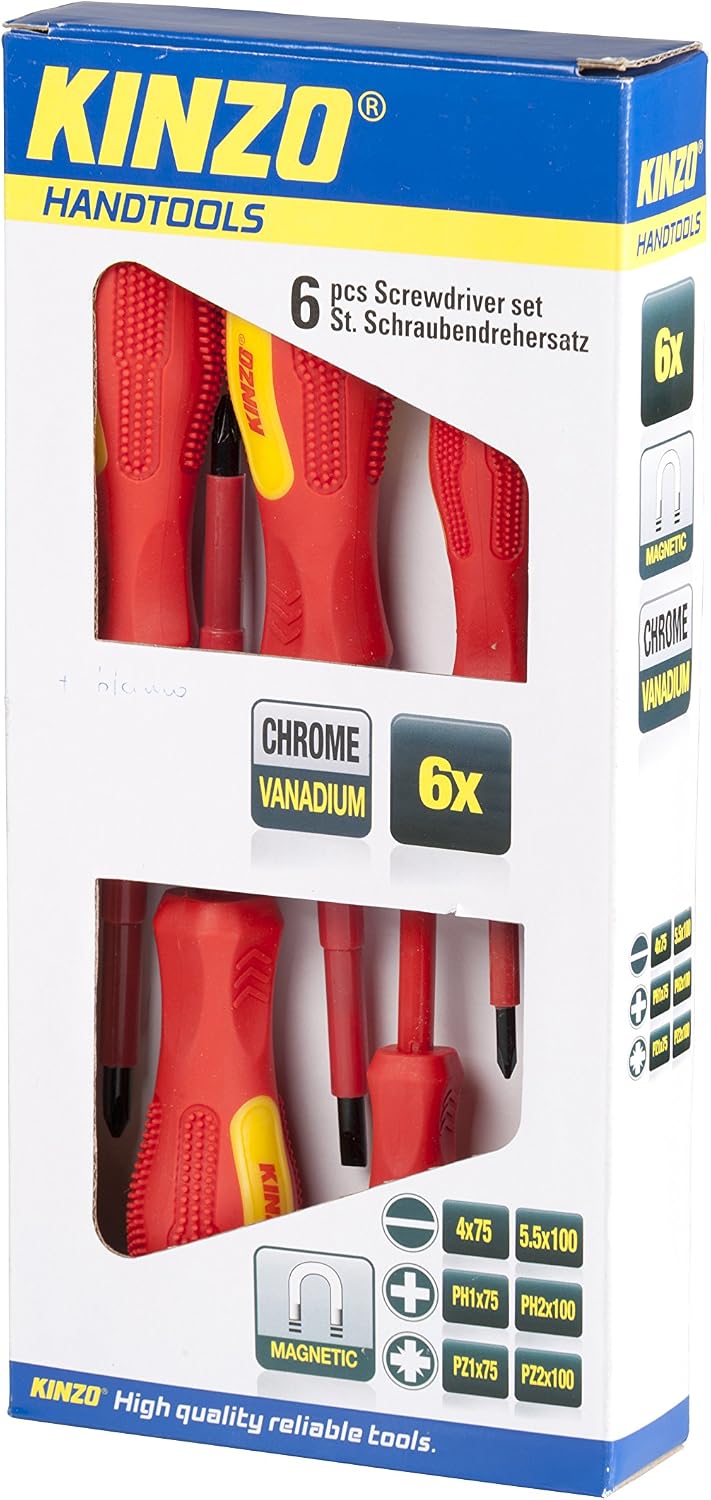 Kinzo 72027 Vanadium GS Schraubendreher-Set, Chrom