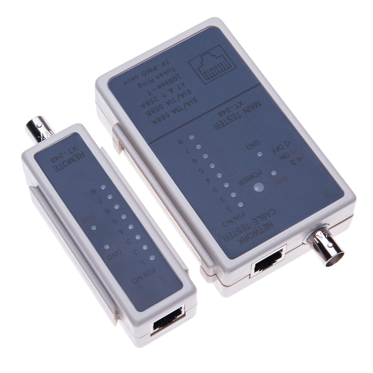 RJ45, BNC Koaxial Kabeltester von Keple Koaxialkabeltester LAN Tester für Ethenet, UTP, STP, TNC, USOC 8P8C, 6P6C, 4P4C Netzwerkanschluss, RJ11, RJ12 Stecker Modulares Testgerät Messgerät