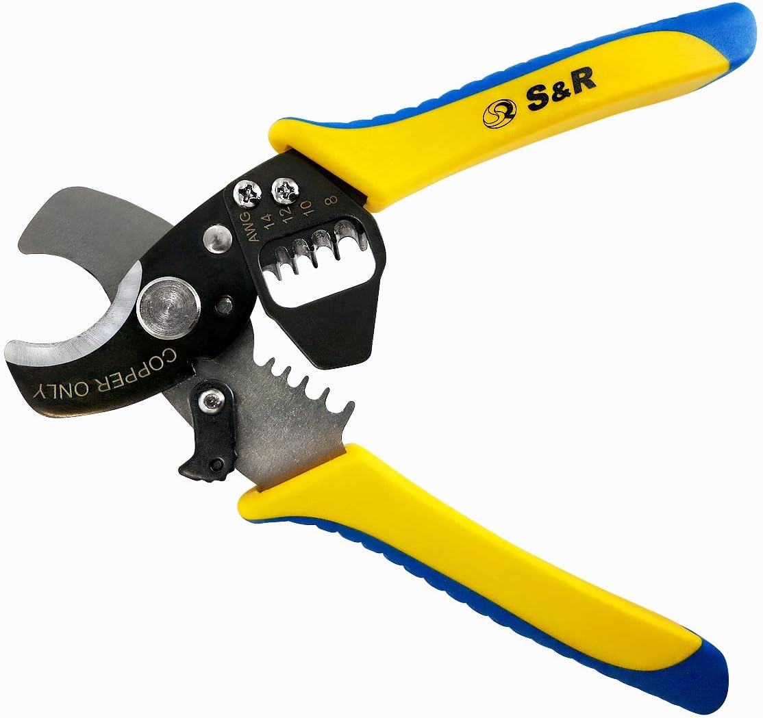 S&R Abisolierwerkzeug, Kabel, Abisolierer, Abisolierzange, 10-20AWG, SAT/RG6 & RG59, Niedervolt Kabel 8-13mm Universal-Entmantelungswerkzeug, Kabelabisolierer, Kabelentmanteler, Elektriker Werkzeug