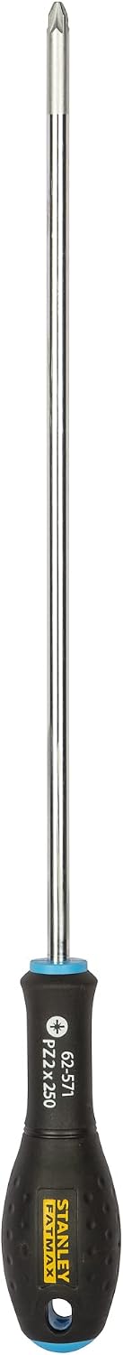 Stanley FatMax Schraubendreher Pozidriv PZ2 250mm Schwertlänge, Chrom-Vanadium ergonomischer SoftGrip Handgriff 0-62-571