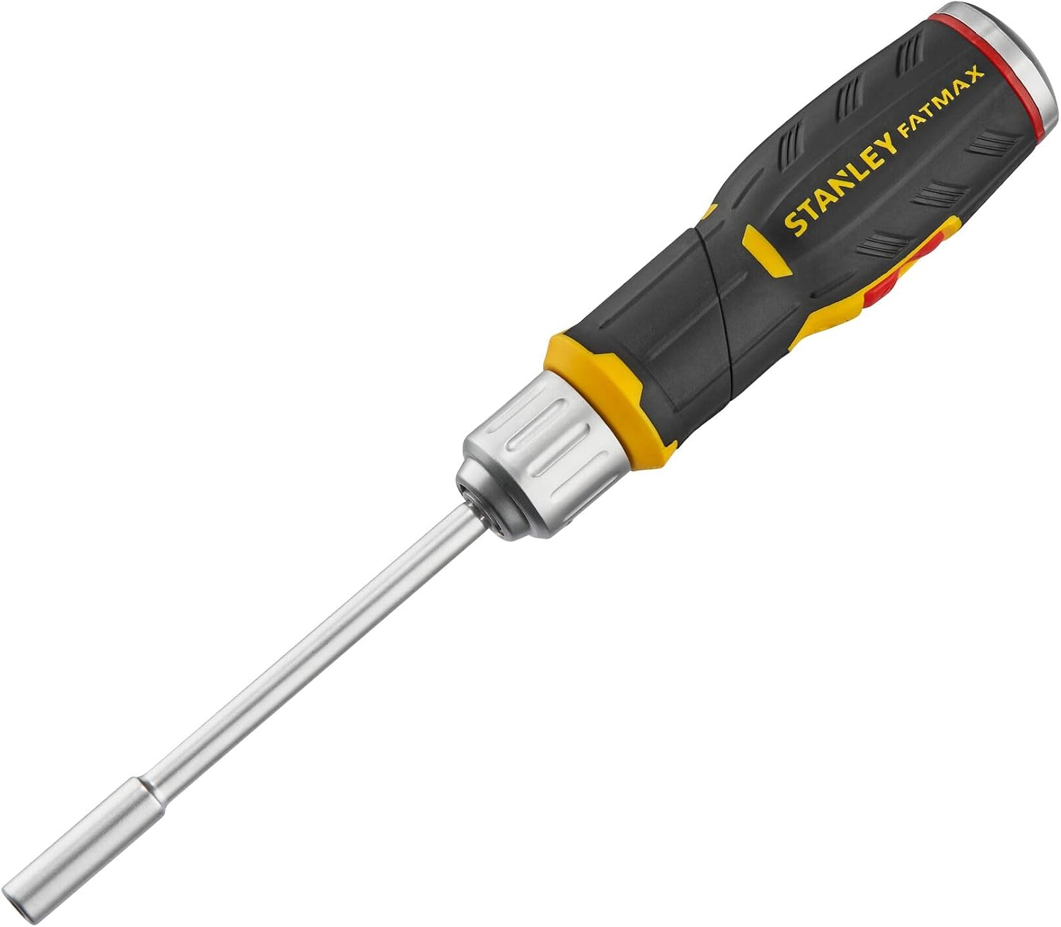 Stanley FatMax Pistolen-Ratschen-Set FMHT0-62691 (lange Ausführung mit 3-fach verstellbare Ratsche, Bitfach im Heft, inkl. 12 Bits Schlitz, Phillips, Pozidriv & Torx)
