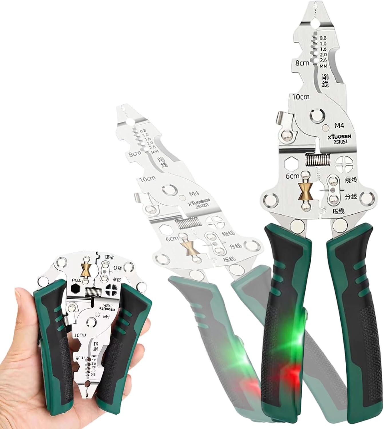 20 in 1 Faltbare Abisolierzange, Multifunktions Wire Crimper Zange Elektrisches Werkzeug mit Spannungsprüfer, Heavy Duty Kabelschneider, Abisolieren, Ziehen, Schaben & Crimpen Werkzeug für Elektriker