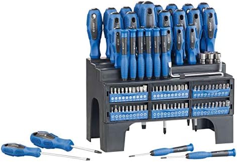 AGT Schraubenzieher Set: 101-teiliges Schraubendreher- und Bit-Set mit Wandhalterung (Schraubenzieher Bit, Wandhalterung, Koffer)