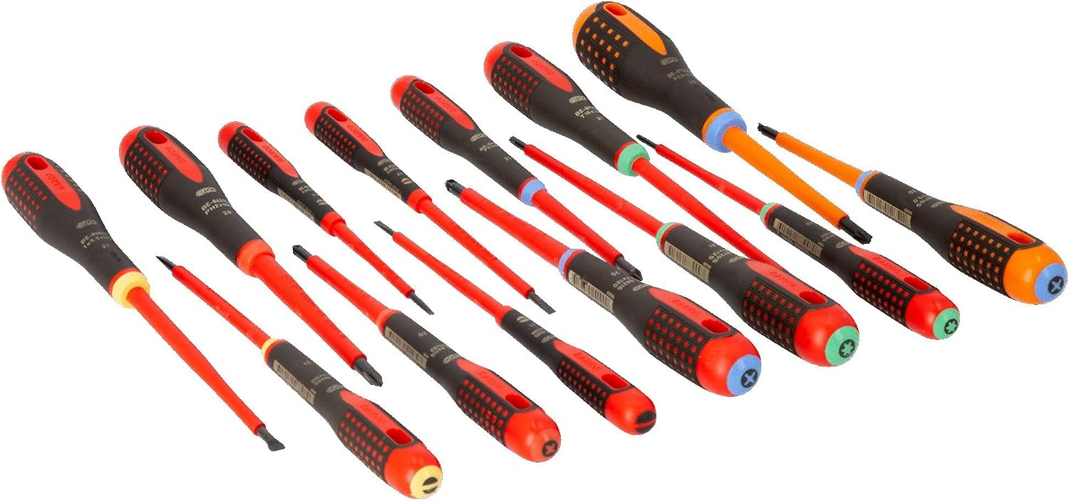Bahco Isolierter Schraubendrehersatz, 14-teilig Kreuzschlitz, Pozidriv, Schlitz, Torx