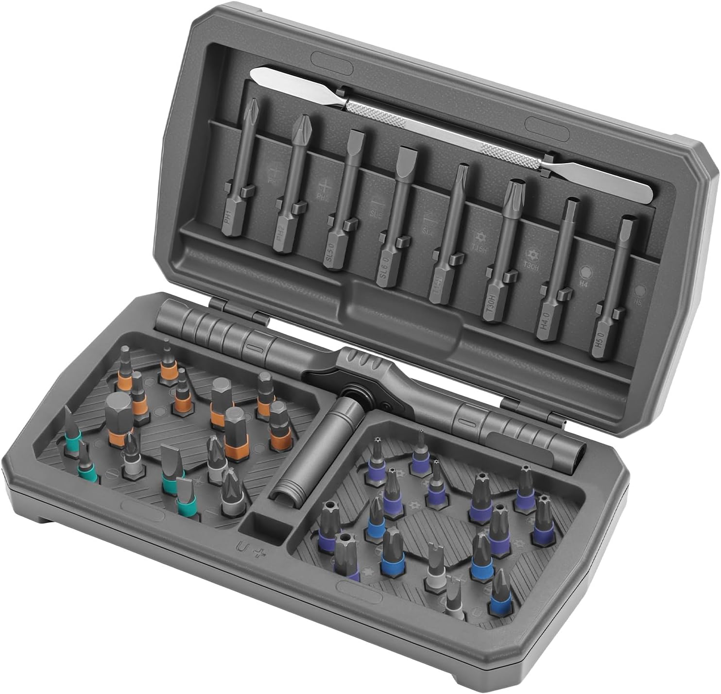 QWORK® 42 in 1 Magnetisches Schraubendreher Set mit T-Griff, S2-Stahlbits, für Möbelmontage, PC-Reparatur & DIY