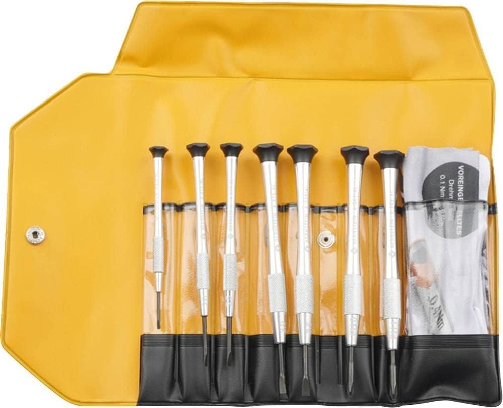 BERNSTEIN Uhrmacher-Mikro-Schraubendreher Satz 6-tlg Schlitz 0,6/1,0/1,5 mm & Kreuzschlitz PH0000 / PH000 / PH00, Uhrmacherwerkzeug Set, Für Uhren, Brillen, Reparatur, Made in Germany
