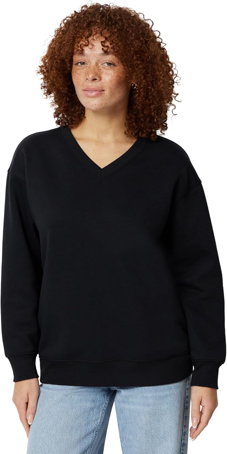 Amazon Essentials Damen Oversize Fleece-Pullover, Sweatshirt mit V-Ausschnitt