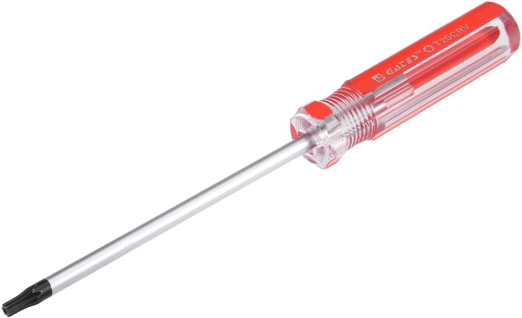 sourcing map Torx Schraubendreher, T20 Sicherheit Magnet Stern Schraubendreher mit 4" CR-V Schaft und transparentem rotem Griff