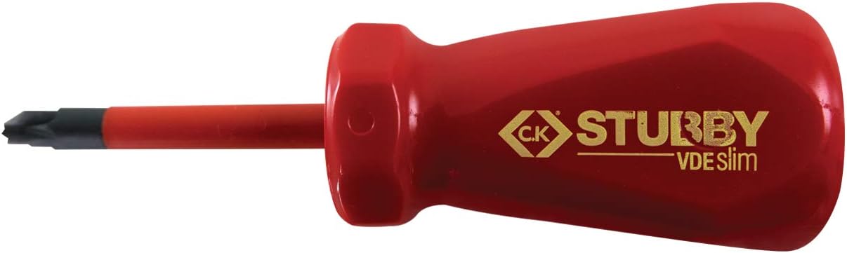 C.K T48343-2 VDE slim Schraubendreher, kurz, PZ2 x 45 mm, Rot