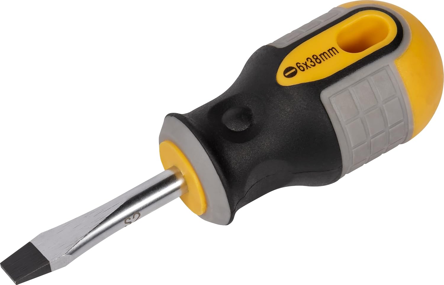 Roughneck Schlitzschraubendreher mit konischer Spitze – Magnetische Spitze, Klinge aus S2-Stahl und Softgrip-Griff – 6 x 38 mm
