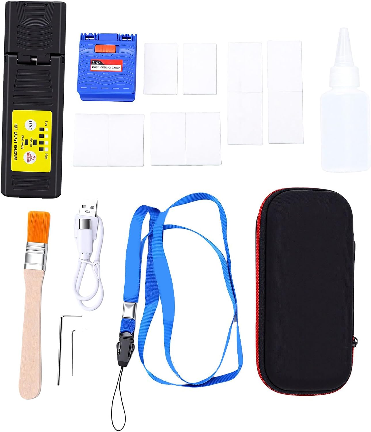 Fafeicy Fiber Optic Thermal Stripper, Abisolierwerkzeug mit Automatischer Heizung und 2 Modi und 8 Temperaturen für 1-48-adrige Bandfasern, für den Einsatz vor Ort durch Techniker