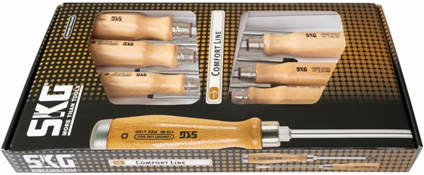 SKG 554.01 Schraubendreher-Satz Schlitz/Pozidriv mit Holz-Heft, 6-teilig