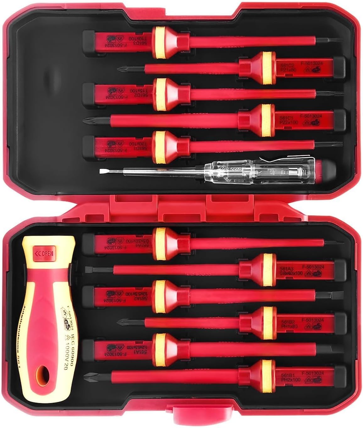 13 Stück Elektriker Werkzeug Set Schraubenzieher Set, Isolierung Elektro Werkzeug Schraubendreher Set, Magnetisch Schraubendreher Set Elektriker Elektriker Schraubendreher