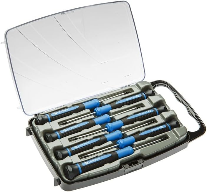 Högert Technik Präzisions Schraubendreher-Set 7-tlg Feinmechanik-Werkzeug aus gehärtetem Stahl mit magnetischen Spitzen PH/SL/T, Zwei-Komponenten-Griff für Elektronik und Reparaturarbeiten