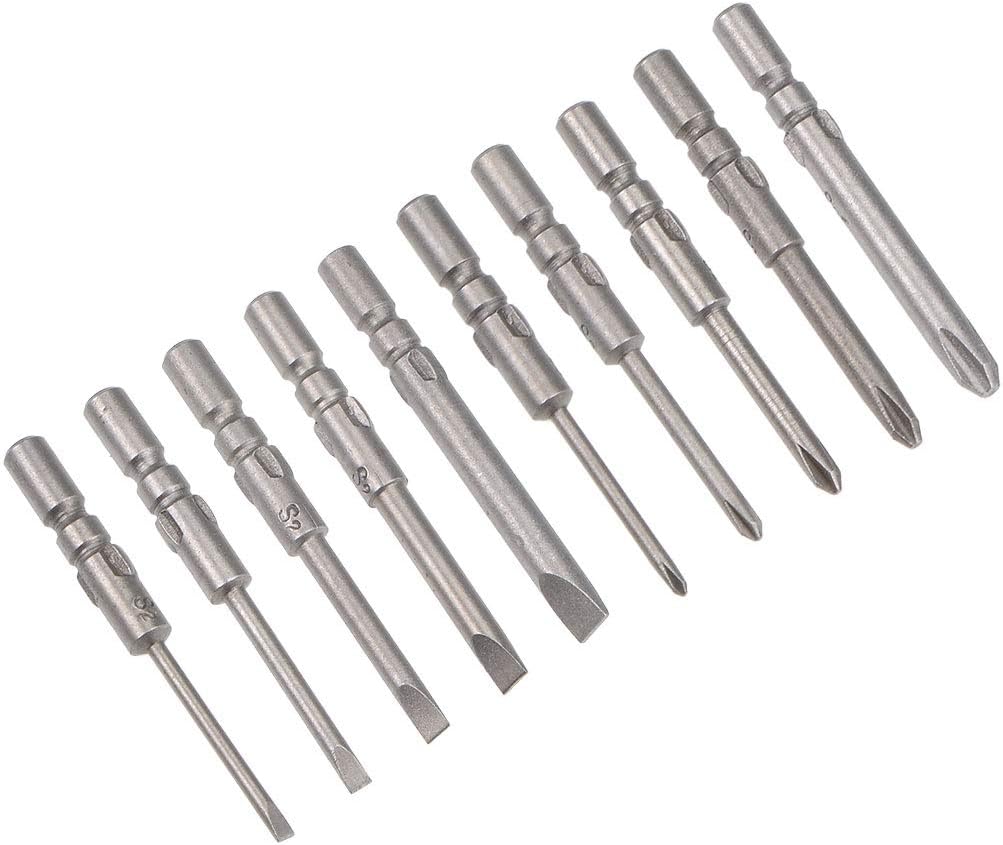 Sourcing Map Schraubendreher-Bit-Set, 10 Stück, 4 mm, runder Schaft, magnetisch, Kreuzschlitz-Schraubendreher-Bit, 40 mm Länge, S2-Schraubendreher-Kit