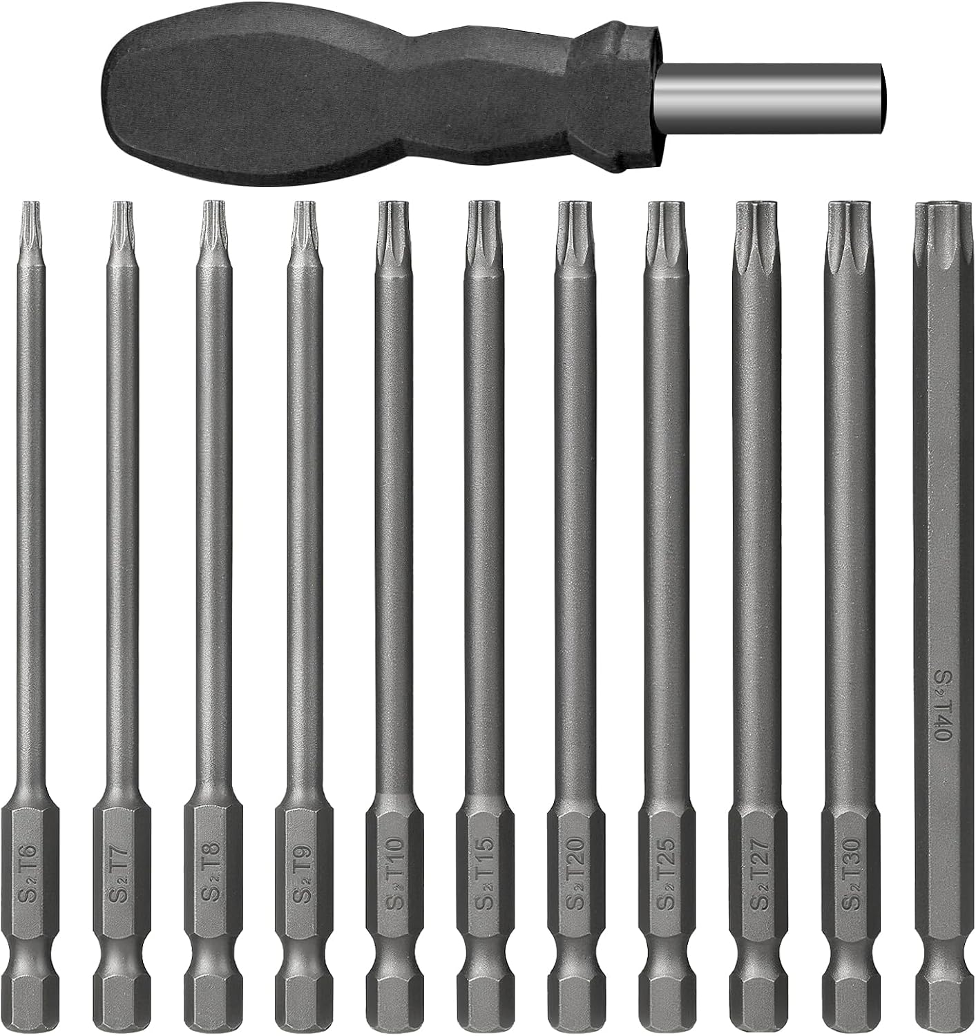 12 Stück Torx Bit Set, Torx Schraubendreher Set 100 mm magnetisch