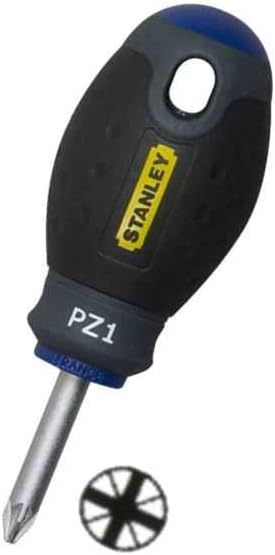 Stanley FatMax Schraubendreher 0-65-408 (Pozidriv PZ1, 30 mm Klingenlänge, Chrom-Vanadium-Klinge, sandgestrahlte Spitze, ergonomischer SoftGrip Handgriff mit Aufhängeauge)