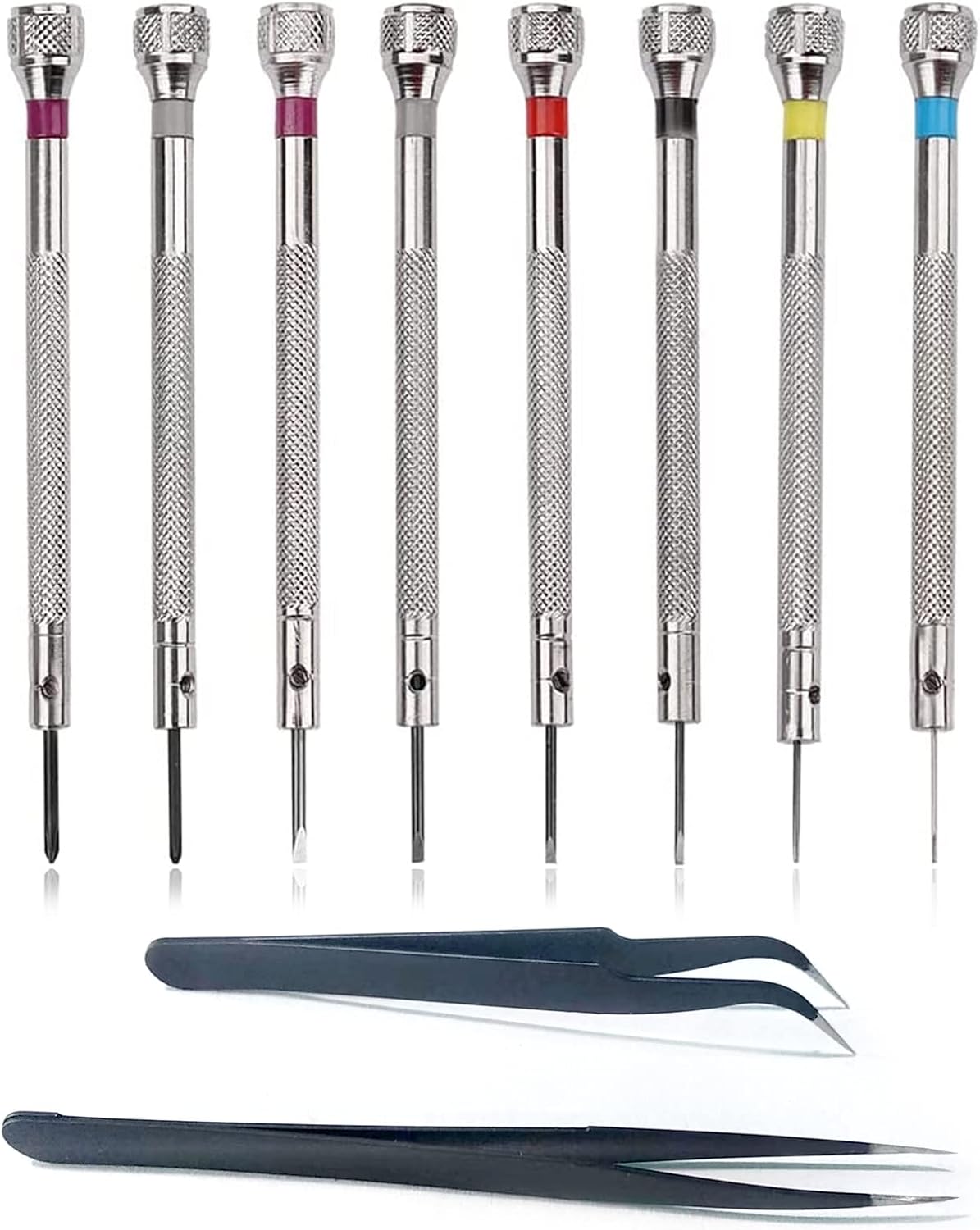 10 Stück Präzisions Schraubendreher Set, Brillen Reparatur Schraubendreher Set, Uhren Reparatur Schraubendreher 0,6/0,8/1,0/1,2/1,4/1,6 mm, Mikro Schraubendreher für Uhren Brillen Schmuck