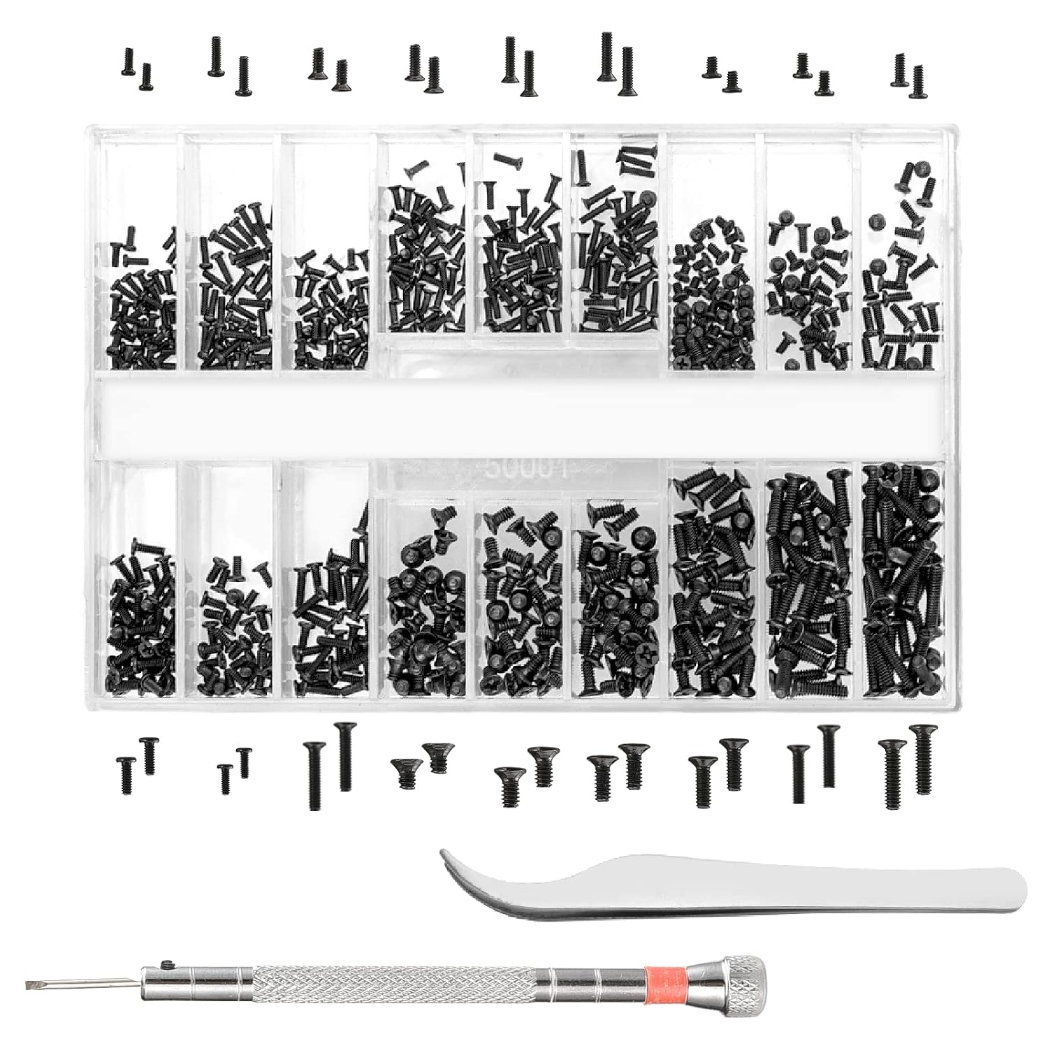 630 Stück Mini Reparaturschrauben Set mit Schraubendreher für Brillen, Uhren, Schmuck, praktisch und einfach zu tragen