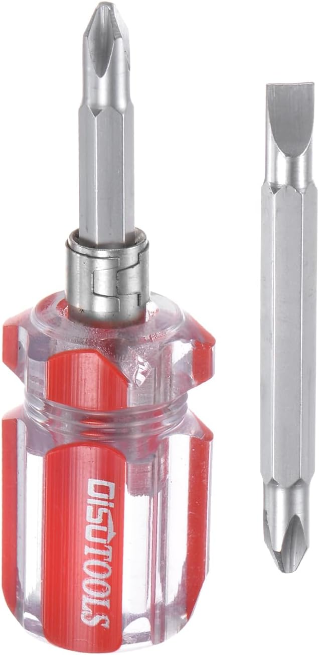 QUARKZMAN 2 in 1 Kurze Schraubendreher PH2 Phillips SL6 Flachkopf Stubby Magnetische CR-V Schraubenzieher Taschenspitze Schlitz Mini Phillips Screwdriver für DIY-Reparaturen