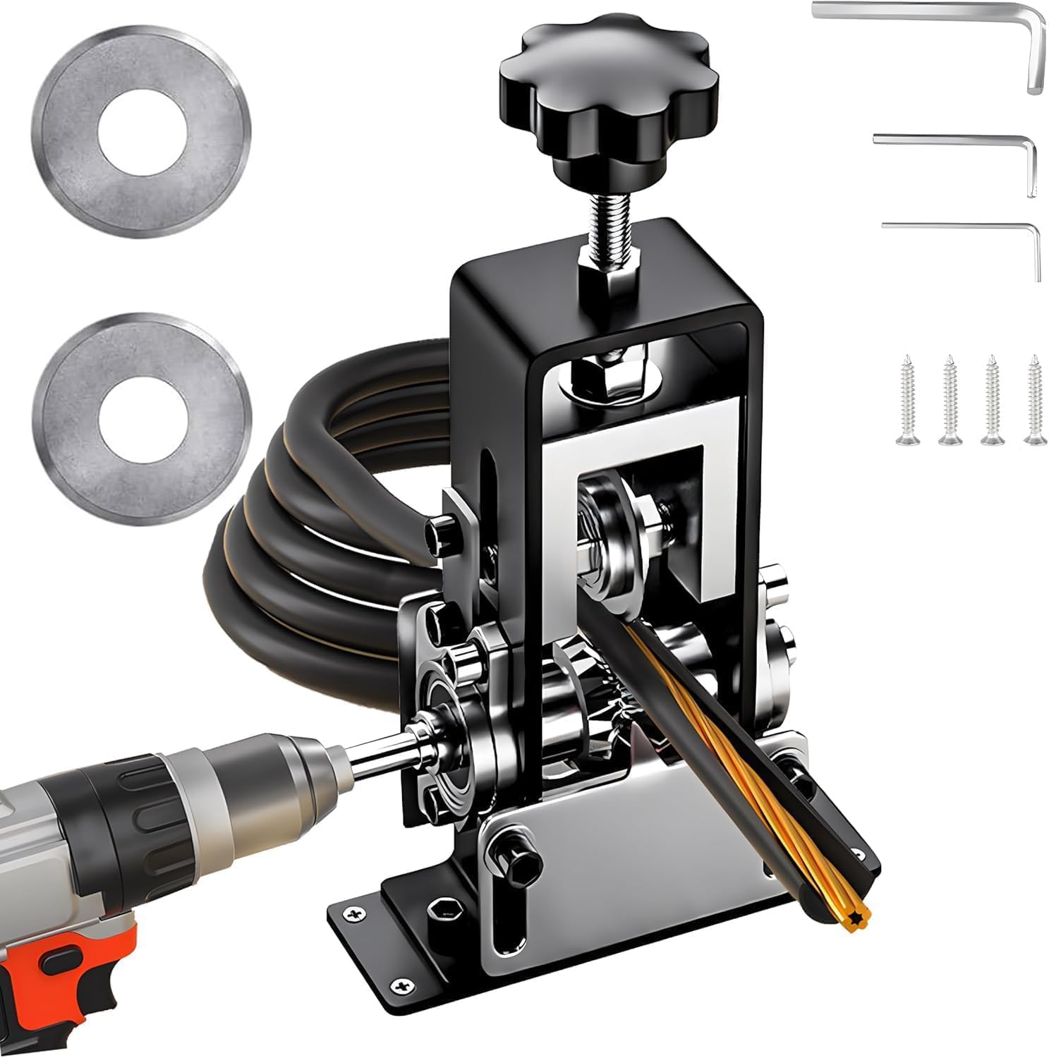 Manuelle KabelschäLmaschine, Hochpräzise Kabel Abisolierwerkzeug Abisolierdurchmesser 1-25 mm, Kabelabisoliermaschine mit Abnehmbarem Griff, zum Recycling von KabelabfäLlen
