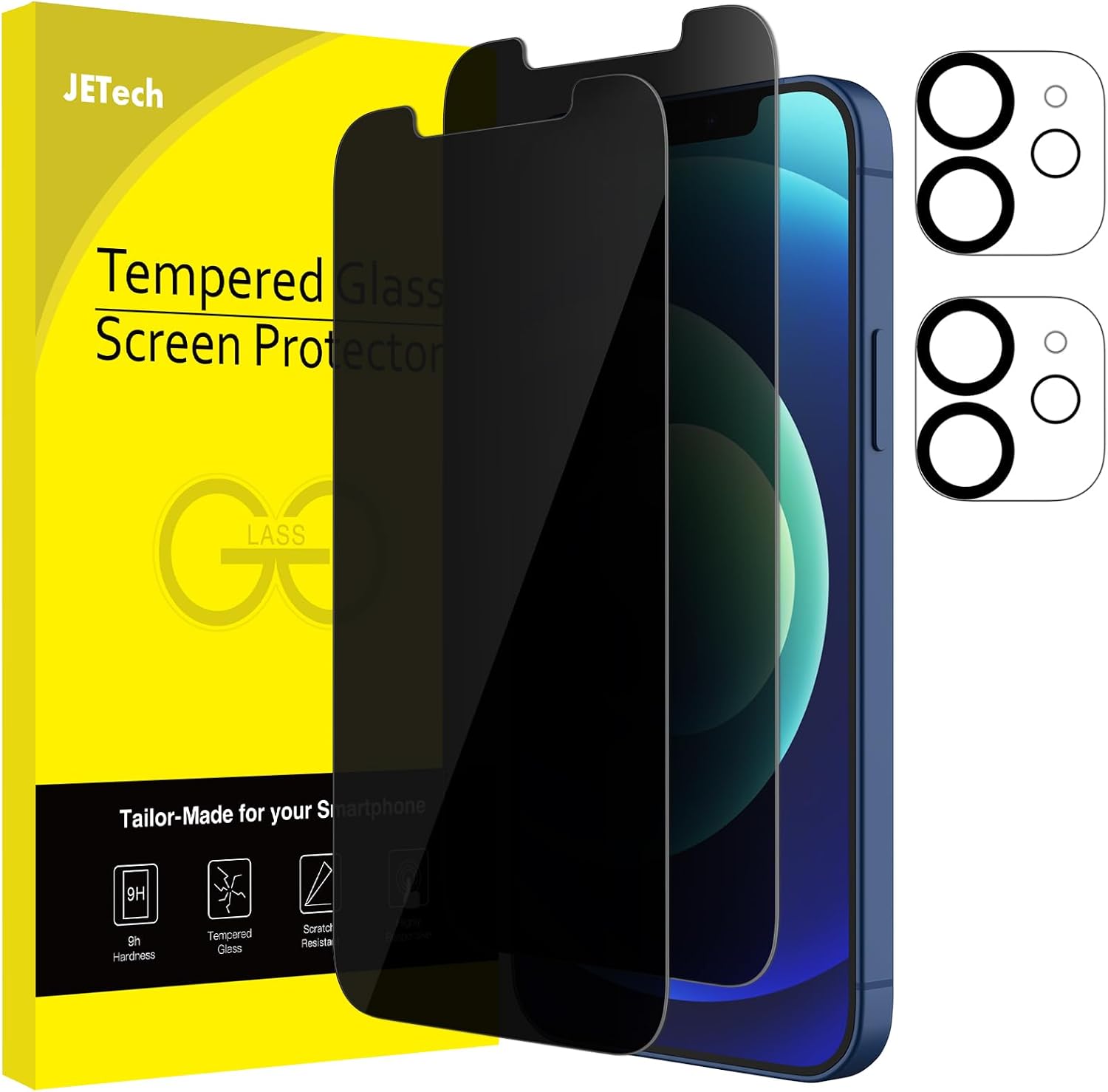 JETech Sichtschutz Schutzfolie + Kameraschutz für iPhone 18 Pro, 2+2 Stück