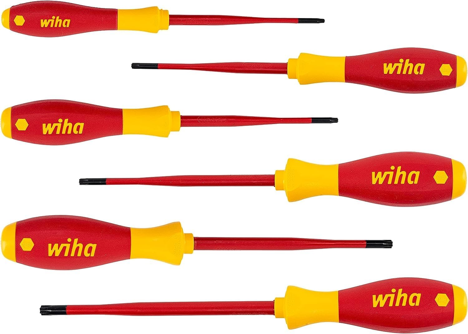 Wiha Schraubendreherset SoftFinish slimFix (41245), 6 teilig, Schraubenziehersatz VDE Elektriker, isoliert 1000v, Torx mit Loch