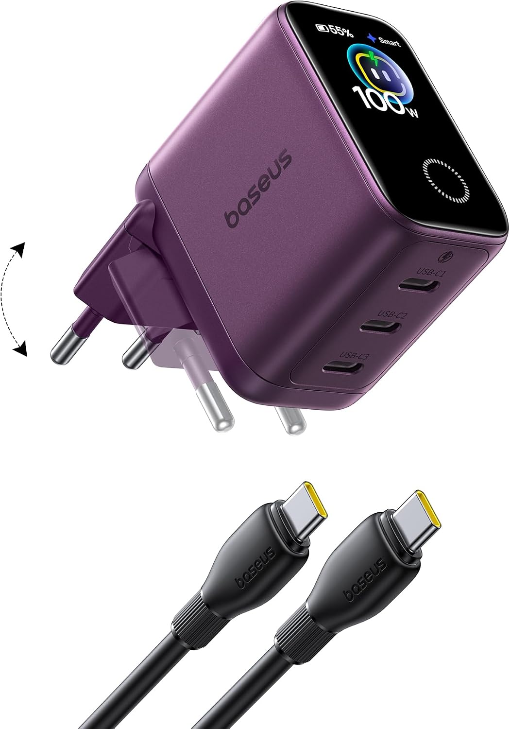 Baseus PicoGo Pro AH22 100W USB C Ladegerät, Smart Schutz 3-Port Netzteil