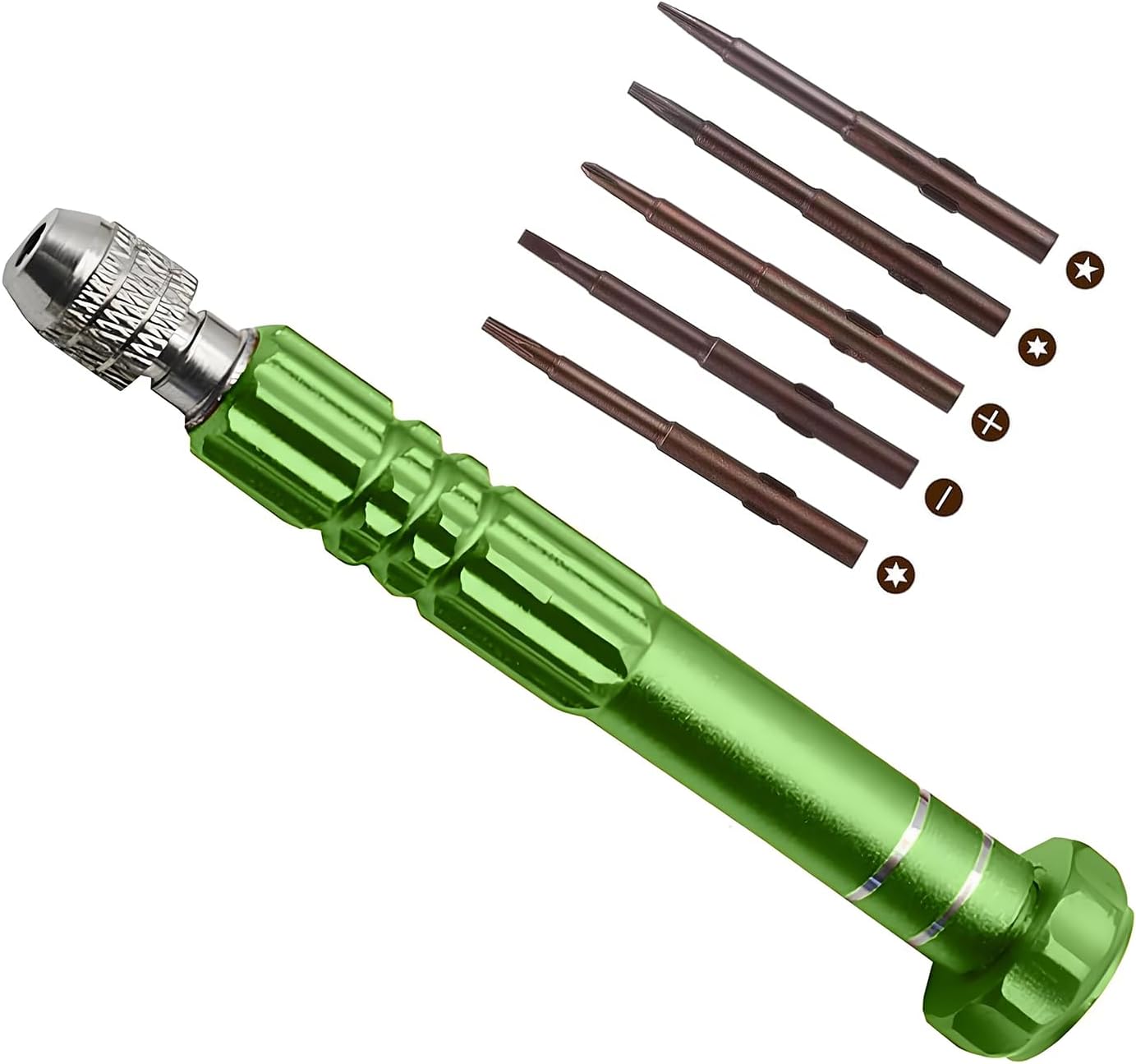 5 in 1 Mini Schraubenzieher Set, Brillen Schraubenziehe mit 5 Schraubendreherkopf, Grün Schraubenzieher Klein für Reparatur Brillen, Uhren, Elektronik, Mobiltelefon, Laptops
