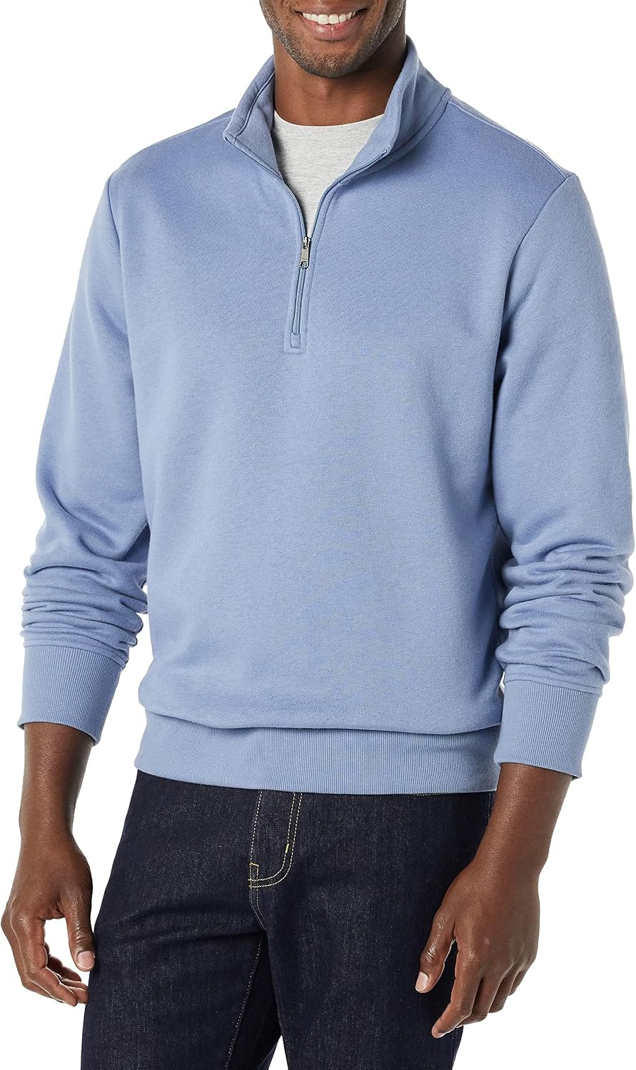 Amazon Essentials Herren Langärmliges Fleece-Sweatshirt Mit Viertelreißverschluss