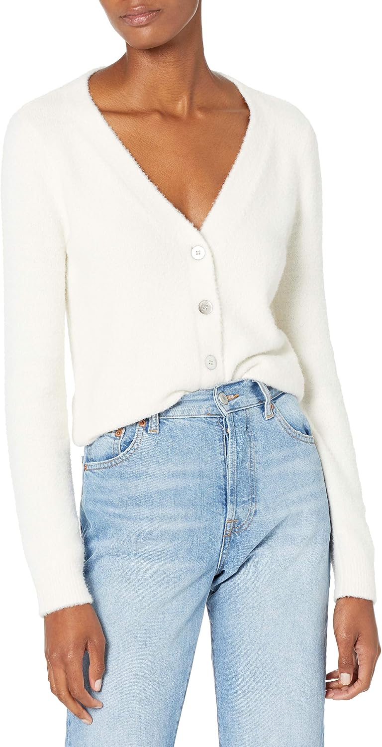 The Drop Cardigan Francine für Damen, mit V-Ausschnitt und Knopfleiste, kuscheliges Design